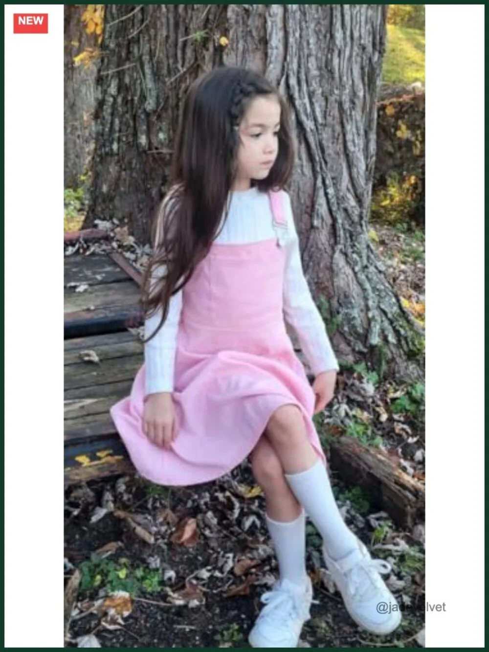 Little Girls Corduroy Overall Dress with Adjustable Strap - 2 Piece Set